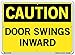 Vestil SI-C-55-C-PS-040 DOOR SWINGS INWARD Caution Sign, Polystyrene, 0.040" Overall Size, 14.5" W x 10.5" H
