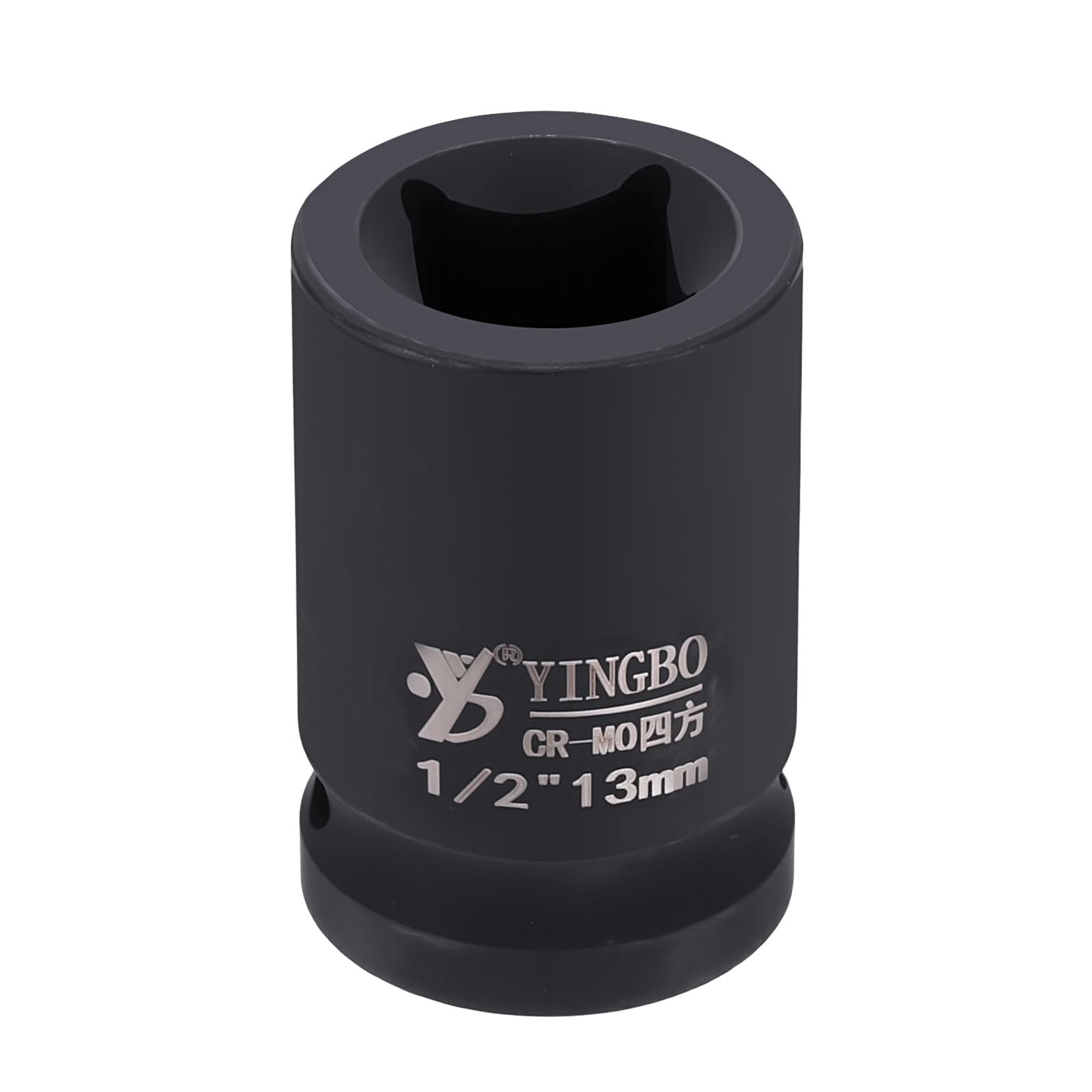 sourcing map 4 Point Square Socket 1/2" Drive 13mm Metric Square Impact Socket 1.6" (40mm) Long 40CR Steel Phosphating Standard Wheel Sleeve Tool for Auto Repair Mechanical Home Use