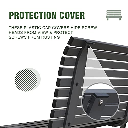 Soleil Jardin Outdoor Aluminum Garden Bench, Patio Porch Chair Furniture, Slatted Design W/Backrest, Dark Grey #TOP3