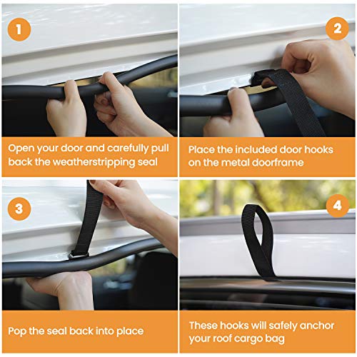 HEYTRIP 6 Pack Cargo Tie-Down Door Hook Straps for Any Car Top Luggage,Compatible with Most Cars