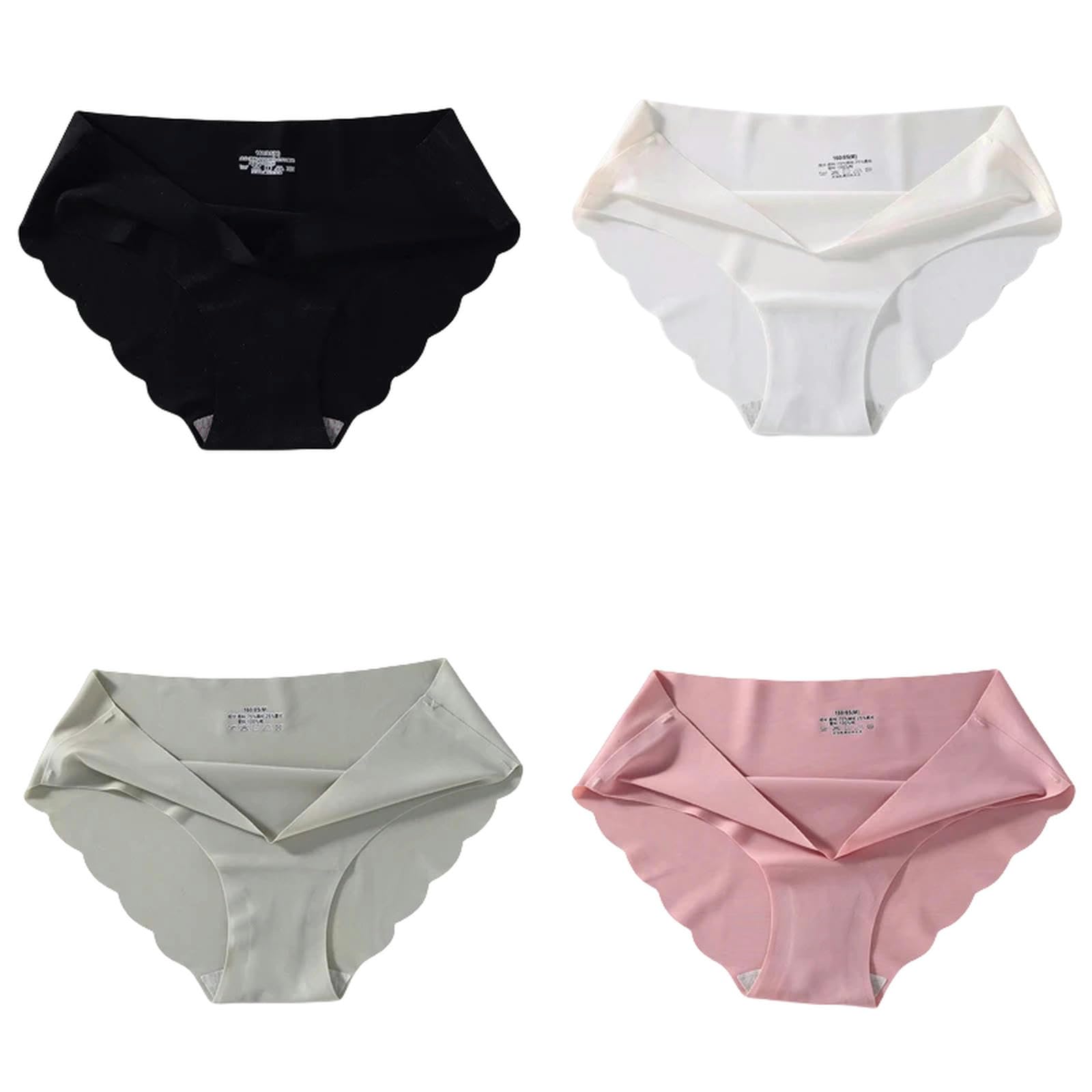 Mutande Donna Cotone 4 Pezzi di Seta Senza Soluzione di continuità Mutandine Sexy per Donne A Medio Vita Comode di Seta Mutandine Femminile-Set 14-XL