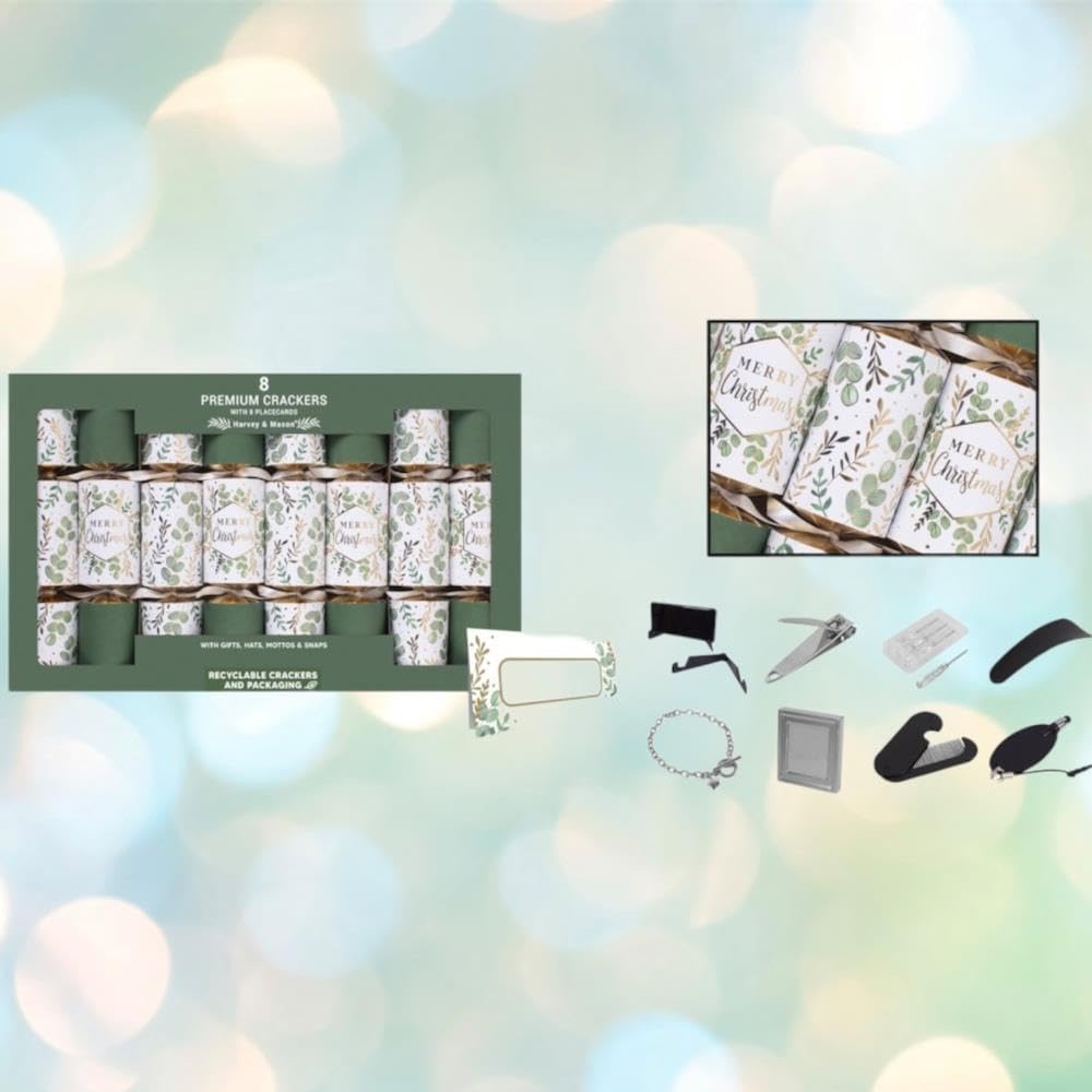 Luck And Luck Green & White H & M 8 X 12.5 Premium Eucalyptus Crackers
