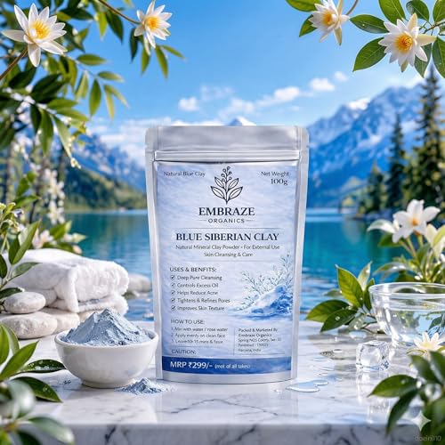 Image of Natural Blue Siberian Clay Powder for Face Pack | Deep Cleansing, Oil Control & Acne Care | Helps Tighten Pores & Improve Skin Texture (100g)