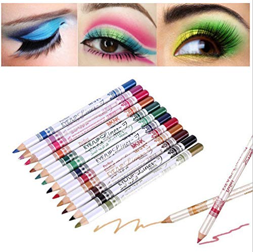 1 Set (12 pcs) Multifunction Universal Waterproof Assorted Color Eyeliners Makeup Color Eyebrow Pencils Contour Eye Shadow Pencils Lip Pencil Stage Makeup Accessories