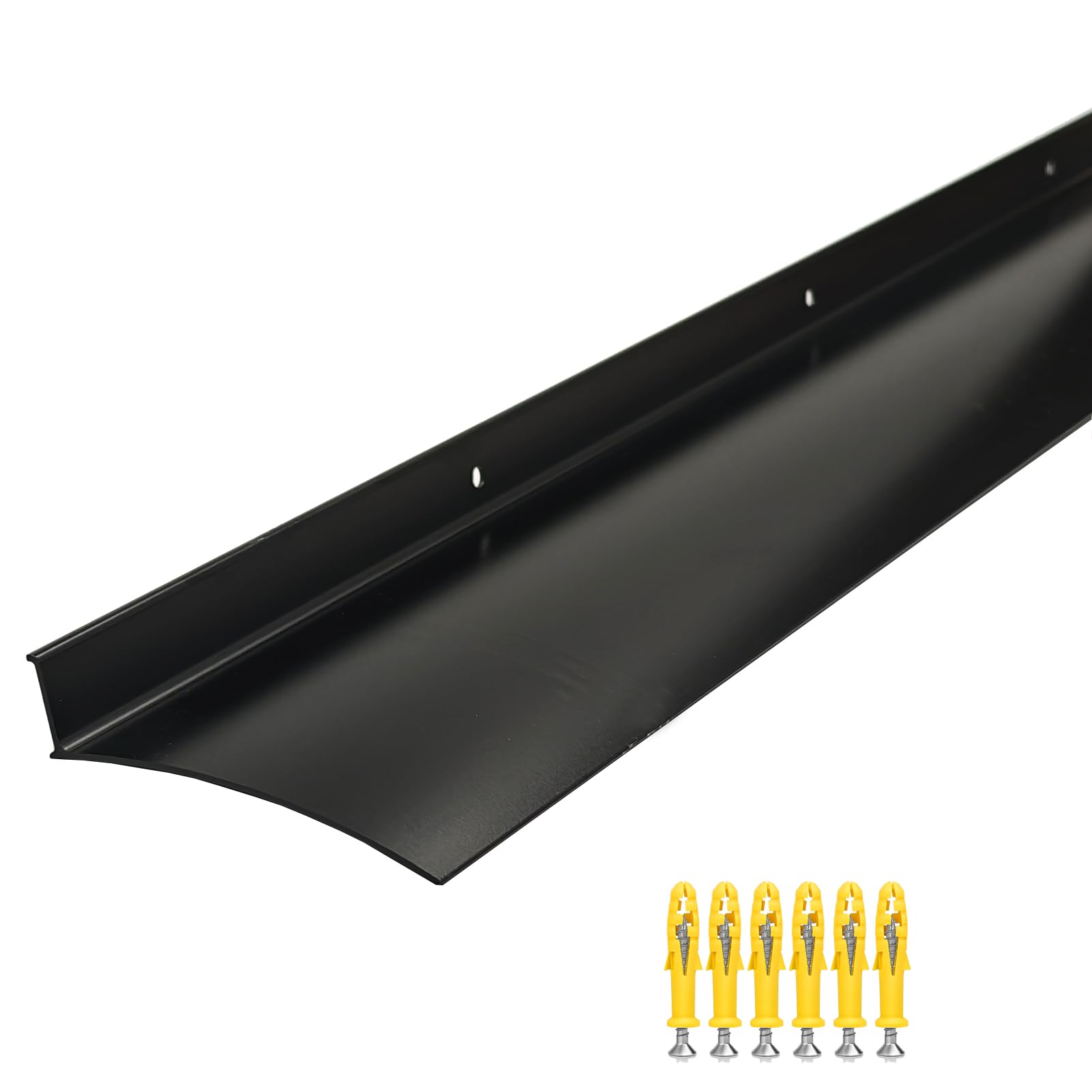 DAILISEN Aluminum Overhead Rain Drip Cap Guard for Exterior Door and Window Top,43.3โ Drip Edge Flashing, Deflectord,Diverter, Anodized 1PCS Black