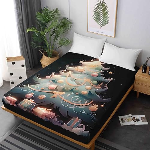 Surwin Spannbettlaken 200x200, Weihnachten Spannbetttücher Elastisch...