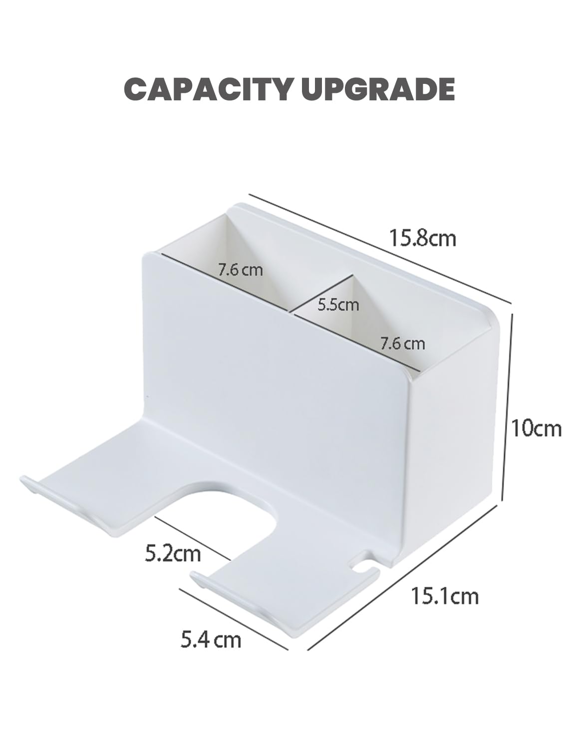 MidingChai Hairdryer Holder Wall Mounted No Drilling, Hair Dryer Holder Wall No Drilling, Hair Dryer Holder with Plug Holder & Storage, Hair Dryer Holder for Hotel Bathroom Most Hair Dryers - Image 2