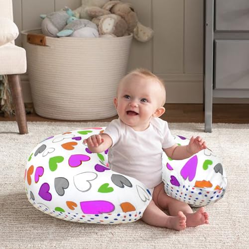 Image of VParents Multipurpose Baby Feeding Nursing Cum Maternity Pillow for New Born Cotton, Recommended for Maternity, Nursing, Medical Daisy (Purple) 110251