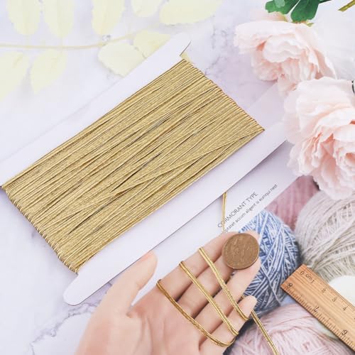 GORGECRAFT 44m Metallic Elastic Band Flat Nylon Braided Stretch Ribbon Knit Strap Cords for Sewing Crafting Bowknot Making Garment Accessory Sewing Gift Wrapping Dark Khaki - Image 3