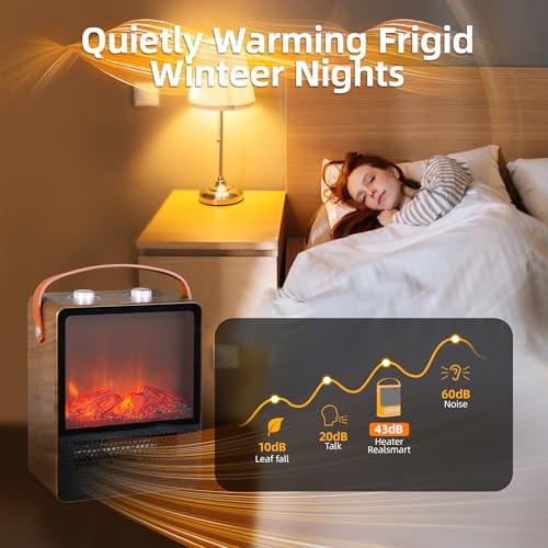 Image of RealSmart Small Electric Fireplace 1500W Space Portable Heater for Indoor Use 4 Adjustable Modes Ceramic Mini Fireplace 3D Realistic Flame Overheating Safety Protection