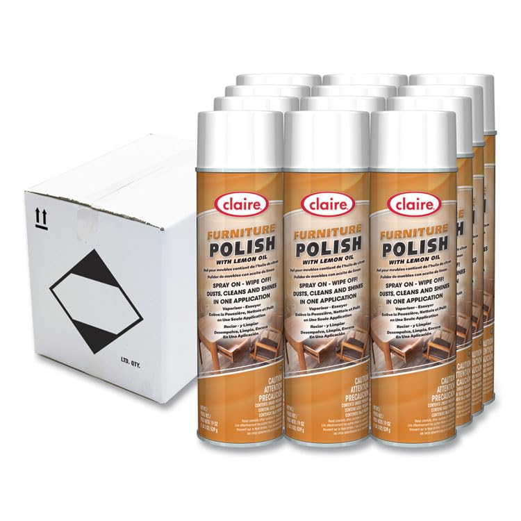 Furniture Polish with Lemon Oil Lemon Scent; 19 oz Aerosol Spray Dozen