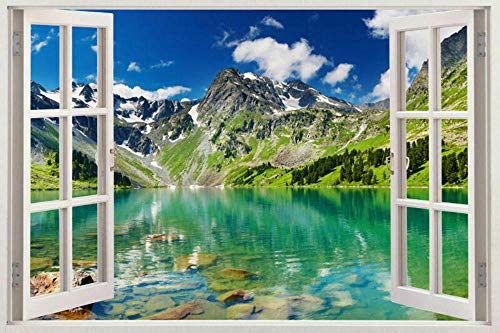 Etiqueta De La Pared 3D - Palmera Ventana Arte Pegatinas Vinilo Calcomanía Decoración Del Hogar Ver Pared Extraíble Vinilos Pared, Decoracion Hogar 80x125cm