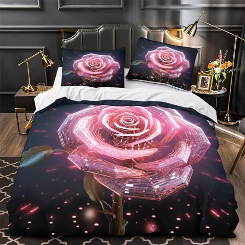 Housses de couettes ensemble de literie microfibre double IOFEER fleur 200x200cm - 4