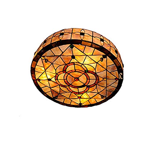 18 Pouces Style Tiffany Cas Lampe De Plafond Rétro Style Baroque Incorporé Lustre En Verre Souillé Fait Main Élégant Romantique Lampe De Plafond Rond