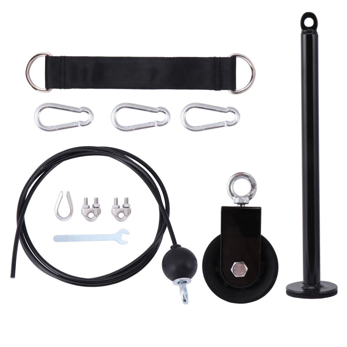 SHINEOFI Juego de Poleas para Gimnasio en Casa de Metal Negro, Equipo Resistente para Entrenamiento de Fuerza y Ejercicio Integral, Kit Portátil para Fitness