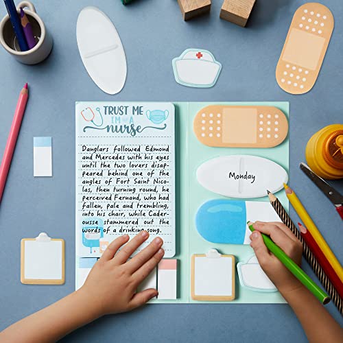 Xqumoi Nurse Sticky Notes Set, 550 Sheets, Cute Cartoon Medical Supplies Self-Stick Notes Pads Bundle Writing Memo Pads for Nursing Student Essentials Hospital Back to School Nurse Supplies Gift - Image 4