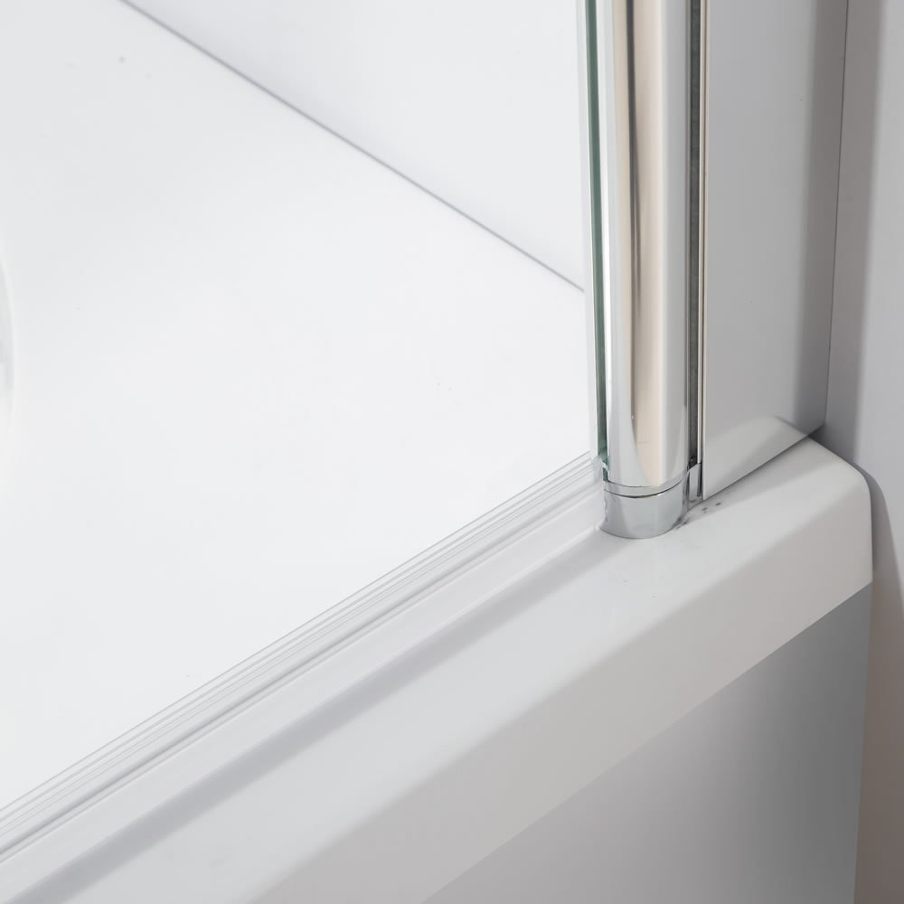 Melko Mampara de ducha de cristal templado de 5 mm, plegable, 138,6 x 83,9 cm, cristal transparente, incluye accesorios