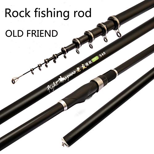 Canne à Pêche Portable Rock - 2.4m 3.6m 4.5m 5.4m 6.3.0M 7.2m - Télescopique en Fibre de Carbone Ultra-léger Pour Carpe et Mer (7.2 m)