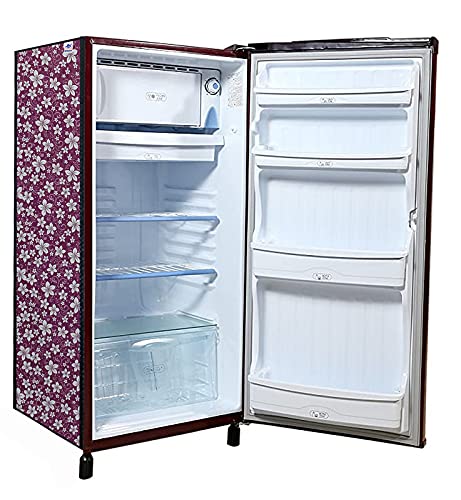 Image of Nitasha Waterproof & Dustproof Fridge Cover for LG 190L 3 Star Single Door Refrigerator - Blue Plumeria Design | Protective Fabric with Top Pockets for GL-B201ABPD