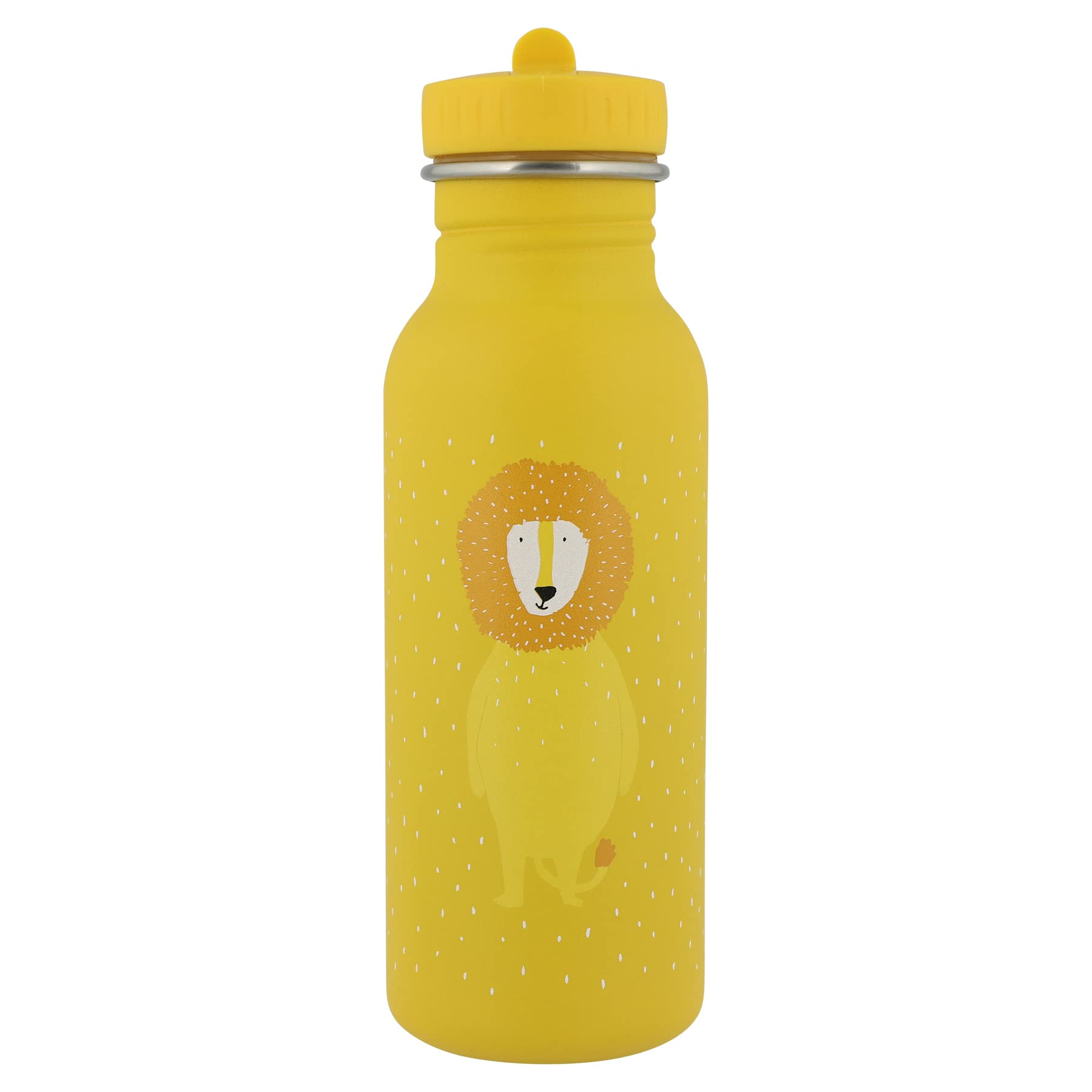 Trixie Drinking Bottle - Mr. Lion - 500ml Stainless Steel Water Bottle for Kids - Yellow - Leakproof - Eco-Friendly and BPA-Free