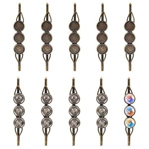 PH PandaHall Hair Clip Making Kit, 10 Sets Bobby Pins Including 10pcs Hair Blanks, 30pcs Clear Glass Cabochons for DIY Hair Clip Jewelry DIY Craft Making, Antique Bronze