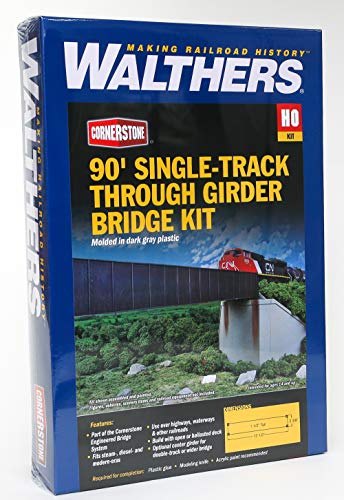 Walthers Scenemaster Cornerstone Ho Scale Model 90' Single-Track Railroad Through Girder Bridge - Kit #TOP4