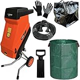 YARD FORCE 【屋外用延長コード10m・大容量297L ガーデンバッグ 他付】 ガーデン 枝シュレッダー Fit (枝竹粉砕可能モデル コロタイヤ付) ERU44-JP ＋100Vコード10m・粉砕チップ入れバッグ・押込み棒・グローブ 付 ガーデンシュレッダー ヤードフォース 【PROSTAR/Pack】