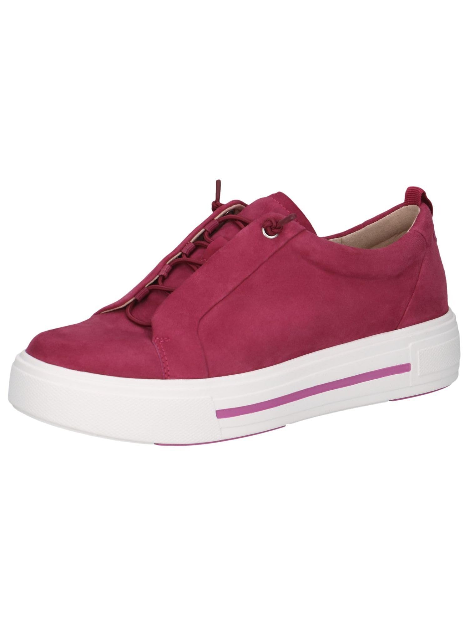 CAPRICE Women's Platform Leather Sneakers Low Top, Pink (Pink Suede), 6.5 UK
