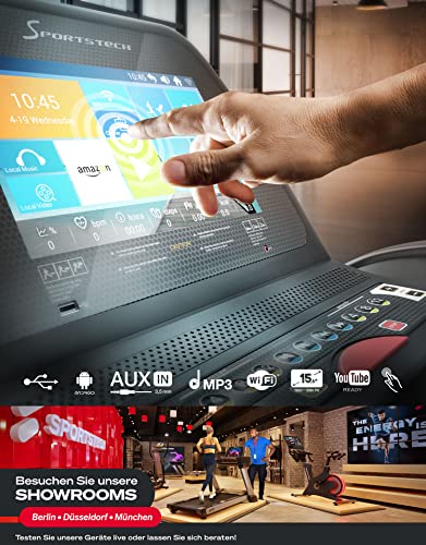 Sportstech F75 High-End Laufband | große Lauffläche 580x1600mm & Android 15,6“ Display | klappbar | bis zu 20km/h und… – Bild 5