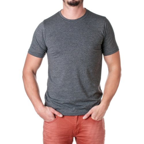 Next Level Apparel Men's Cotton Poly Crewneck T-Shirt, Charcoal Grey,