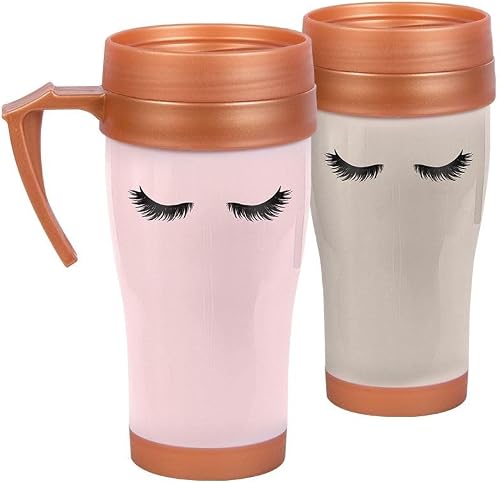 Thermo Travel Mug 2-Piece Set, 400 ml Capacity, Latte/Blush Pink/Rose Gold Trim