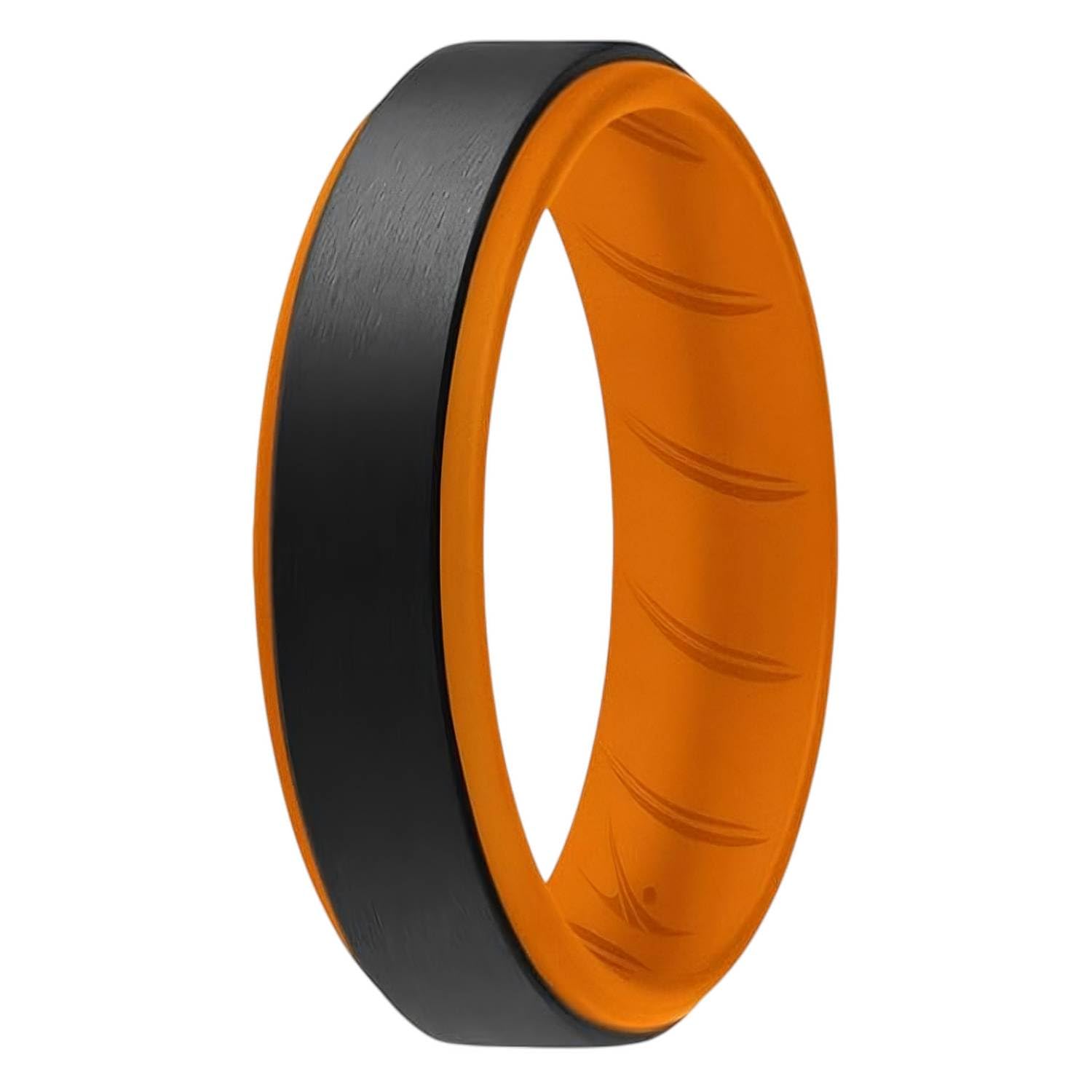 ROQ Silicone Rubber Wedding Ring for Men, Comfort Fit, Men's Wedding Band, Durable, Breathable Rubber Engagement Ring/Band, Step Edge, Multi Packs,