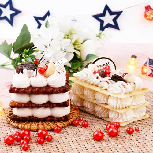 Image of Red Pearl Sprinkles for Cake Decorating, 4 Sizes Sugar 130g /4.6oz, Cupcake, Ice Cream, Donuts, Macaron Toppings Supplies (2mm, 4mm, 7mm, 1cm)