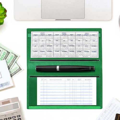 Image of CASMONAL Checkbook Covers for Personal Checkbook Holder RFID Premium Vegan Leather Checkbook Cover for Duplicate Checks