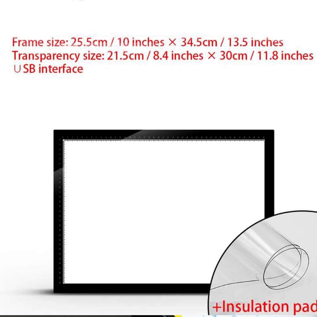 Wmarking UK Tablette Lumineuse, 3 Couleurs Dimmable Ultre-Mince LED Planche À Dessin avec Ligne D'échelle Précise Table Lumineuse Blueprint