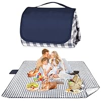 Maidyna Picnic Blanket Waterproof, 200 X 200 cm Large Beach Blanket Sandproof Picnic Mat with Carrying Handle, Outdoor Foldable Hiking Blanket for Camping, Beach, Family Picnic (Blue)