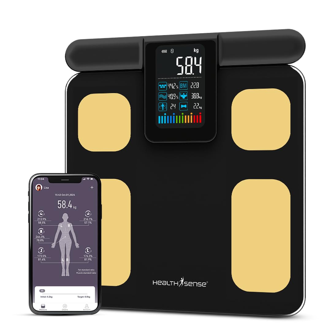 - Full Body Composition Monitor | 8 Electrode BMI Weight Machine for Body Weight | Digital Fat Analyzer Machine with USB Rechargeable, 28 Essential Measurement & 1 Year Warranty| BS 200