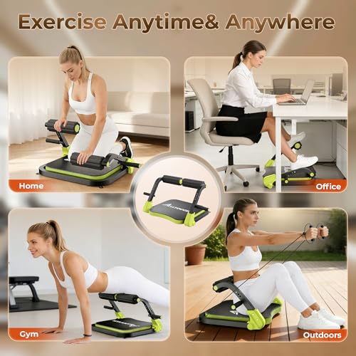 Image of Ab Machine,Sit Up Exercise Equipment& Core Machine,Adjustable Ab Trainer with 3 Resistance Levels and Removable Auxiliary Handle,perfect for home workouts and those looking to lose weight