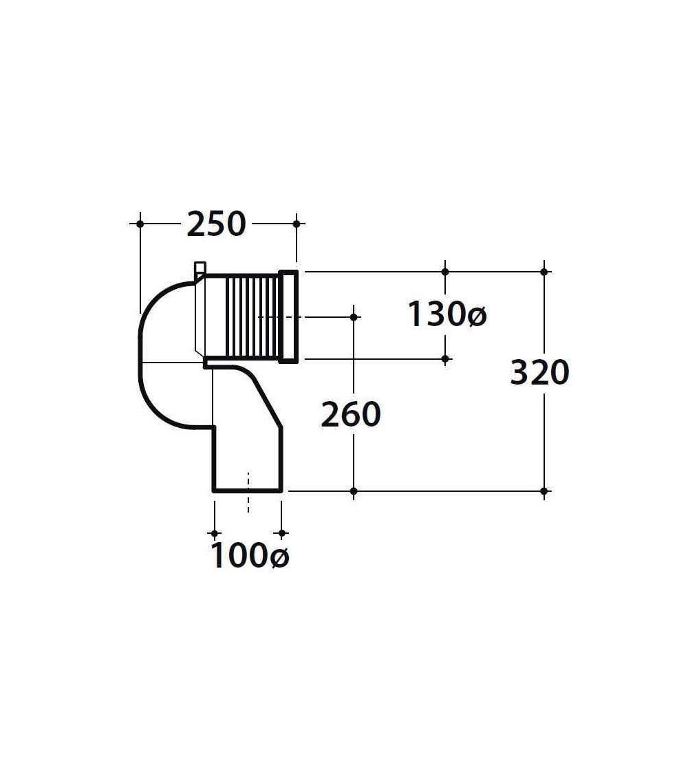 Curva tecnica translata per scarico wc a pavimento - VA078 - regolabile da 16 a 20 cm