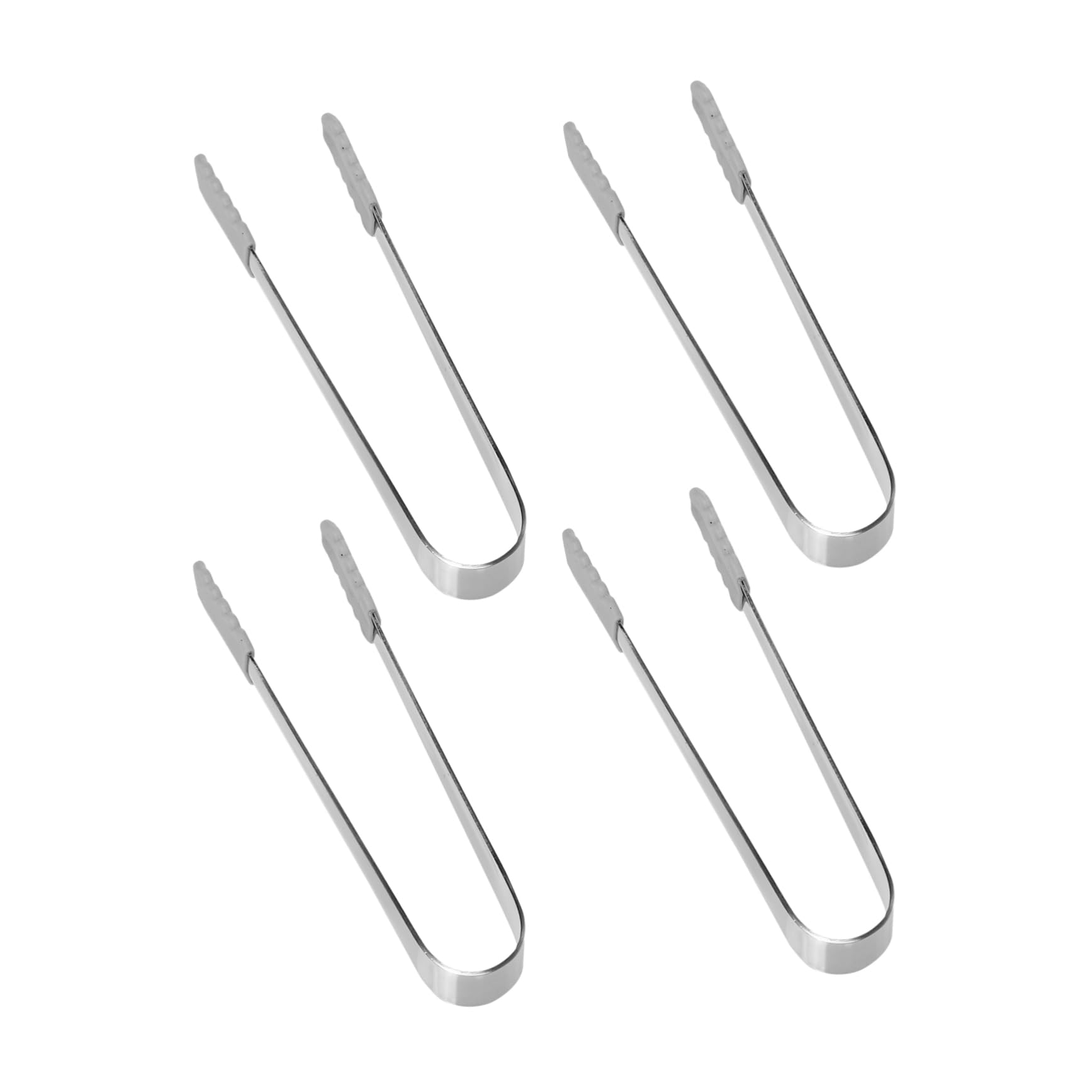 OUNONA 4Pcs Stainless Steel Sugar Tongs with Grip Non Slip Ice Cube and Fruit Clamps for Tea Parties Weddings and Daily Use Silver