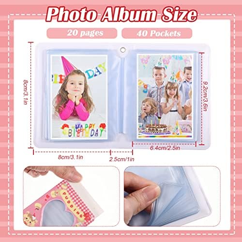 Small Photo Album Photocard Binder 40 Pieces Photocard Holder Kpop Photo Card Binder 3 Inch Mini Photocard Photo Album Pink Pudding Love Heart Mini Photo Album