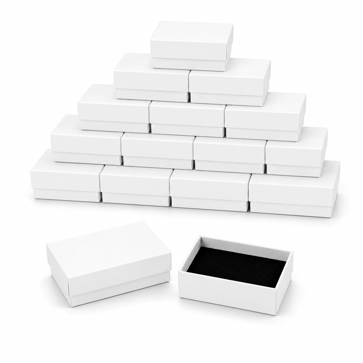 Emartbuy Set of 96 White Cardboard Jewellery Pendant Boxes - 8 x 5 x 3 cm
