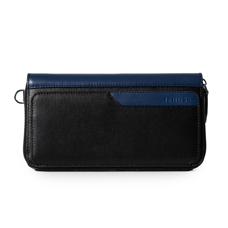 Jenoss Long Bifold Wallet For Men, Full Grain Leather With Hand, Minimalist Wallet for Men, Secure Leather Smart RFID Blocking Pocket Wallet , Slim Bifold Wallet, Long Wallet for Casual or Office