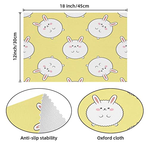 Set de table lapin jaune antidérapant résistant chaleur lavable pour cuisine - 5