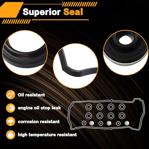 Image of Valve Cover Gasket set VS50614R Compatible with Honda Accord /Civic /CR-V /Element /Crosstour 2003-2015, Compatible with Acura RDX, RSX, TSX 2.0L 2.3L 2.4L 12341-R40-A00