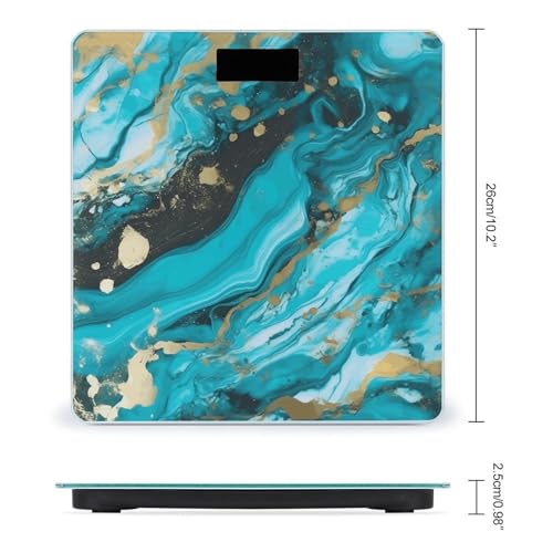Báscula Digital de Baño Azul Turquesa Diseño Mármol miniatura 2