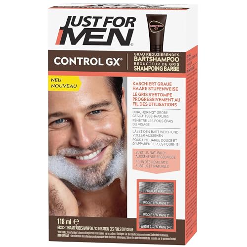 Just For Men Control GX Shampooing colorant homme pour Barbe, Réduit progressivement les poils blancs Pour un Look Naturel et Discret, Disponible pour toutes...