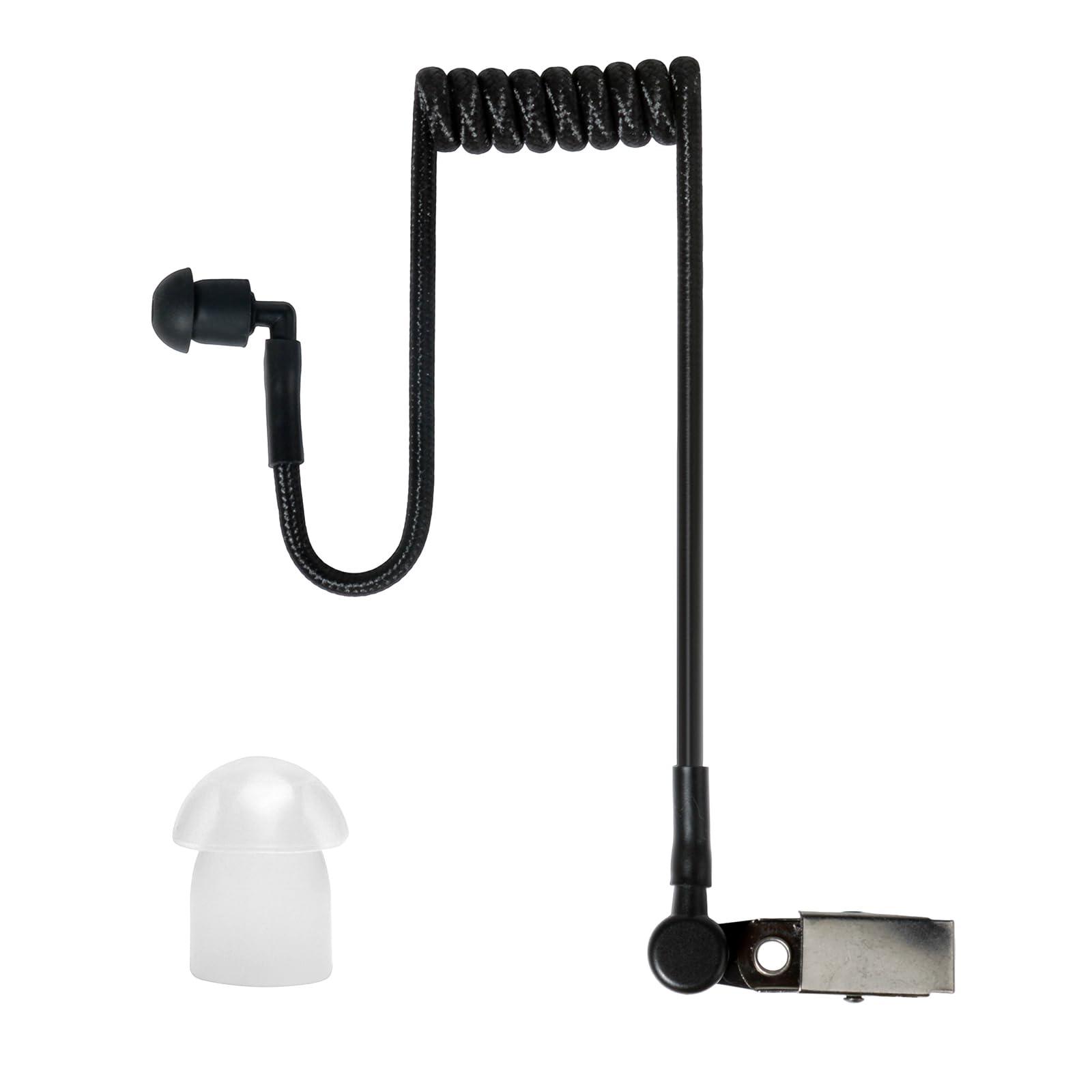 Tubo audio acustico nascosto in nylon lavorato a maglia con clip compatibile con Motorola Kenwood Baofeng Walkie Talkie FBI Security Earpiece Headset (Nero, 1)