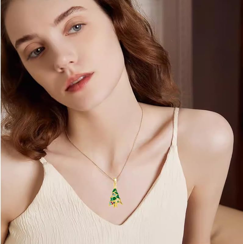 14k Gold Plated Christmas Stocking Pendant Necklace Dainty Rhinestones Christmas Tree Pearl Santa Hat Necklace Xmas New Year Jewelry Gift - Image 5