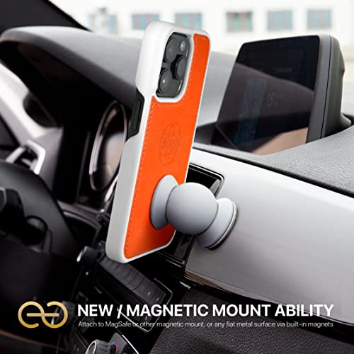 Image of dreem Fibonacci Compatible with iPhone 14 Pro Wallet case / 2-in-1 Shockproof case and Detachable Vegan Leather Folio, MagSafe Compatible, RFID Protection [Orange]